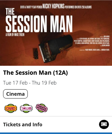 TheNickyHopkins's tweet photo. The Session Man: Nicky Hopkins (12A) at The Courtyard, Hereford, Herefordshire on 17th & 19th Feb 2026 #whatson #rockdoc #rockhistory @CourtyardArts https://t.co/wn2EH7yuMx https://t.co/OIY3nKDVz0