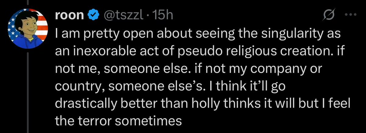 the singularity is coming, it is written.
naturally, that’s terrifying.

i’m sure we were terrified when we stumbled across fire. but what else are we to do? simply sit here in the cold wet sand waiting to extinguish?

it’s quite likely that we are the only dim flicker of
