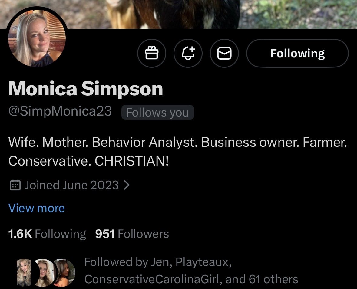Monday evening shout out! 

Can we get this patriot to 1k . <a href="/SimpMonica23/">Monica Simpson</a>