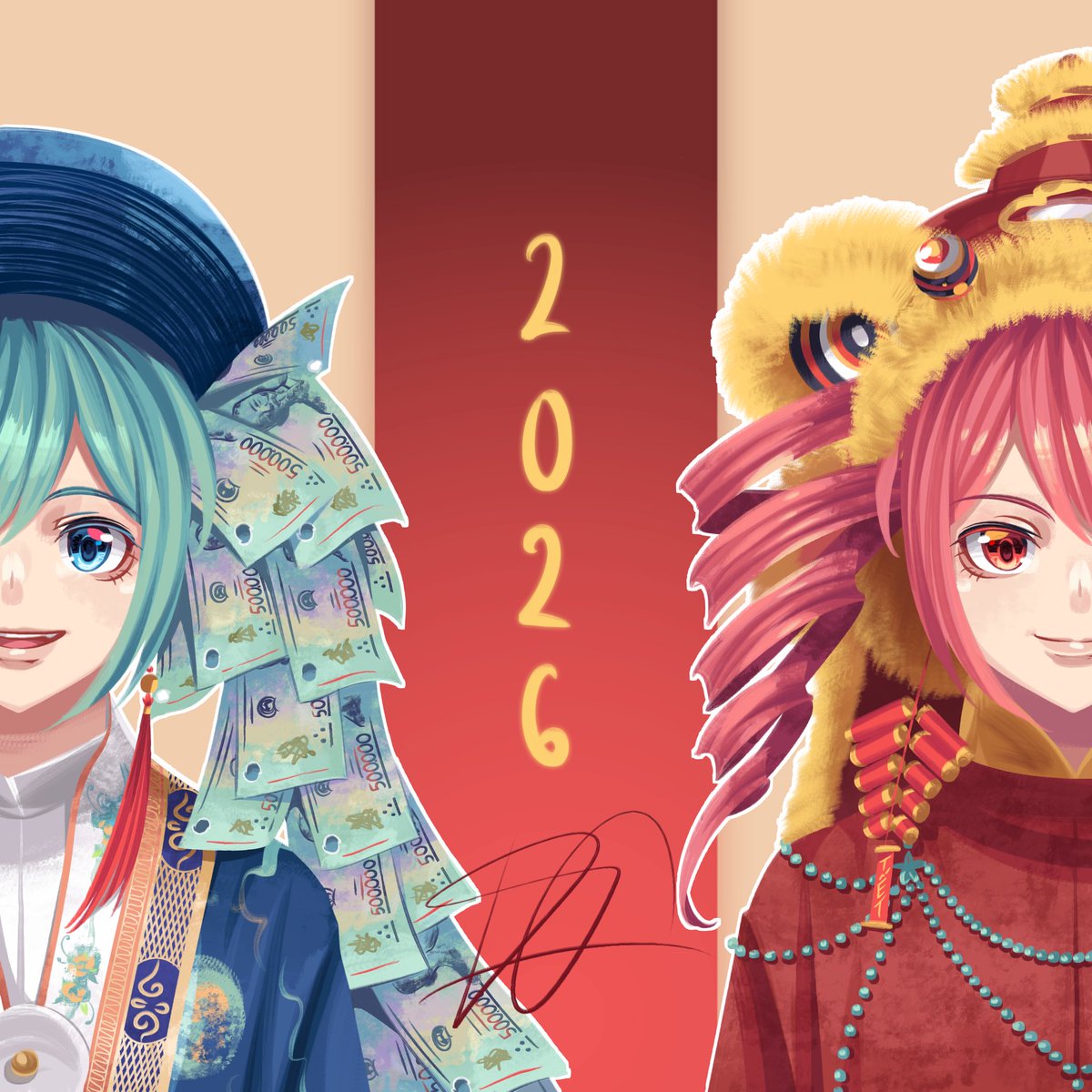 ✨Happy Lunar New Year!! Chúc Mừng Năm Mới! 🧧🎆🧨

Chúc các bạn tiền vào như nước, vận đỏ như son!!

Miku &amp; Teto

#LunarNewYear #初音ミク #重音テト