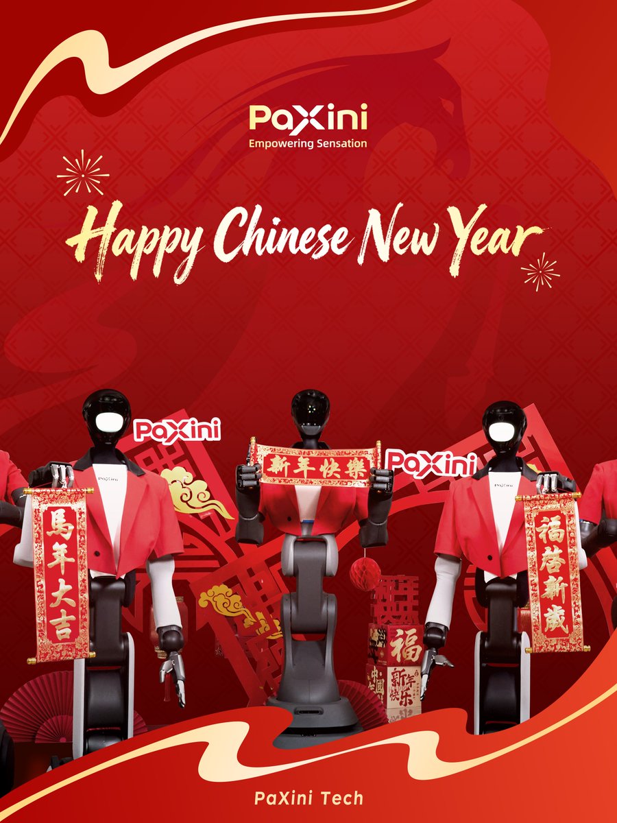 Hello 2026~Happy Chinese New Year!
PaXini enters the new year with innovation at our core—advancing tactile sensing and embodied AI to power a smarter future.
Let's shape tomorrow, together.
#paxini #robotics #newyear2026