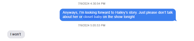 And for the record, I was always against the closet baby thing. There is one person to thank for that.