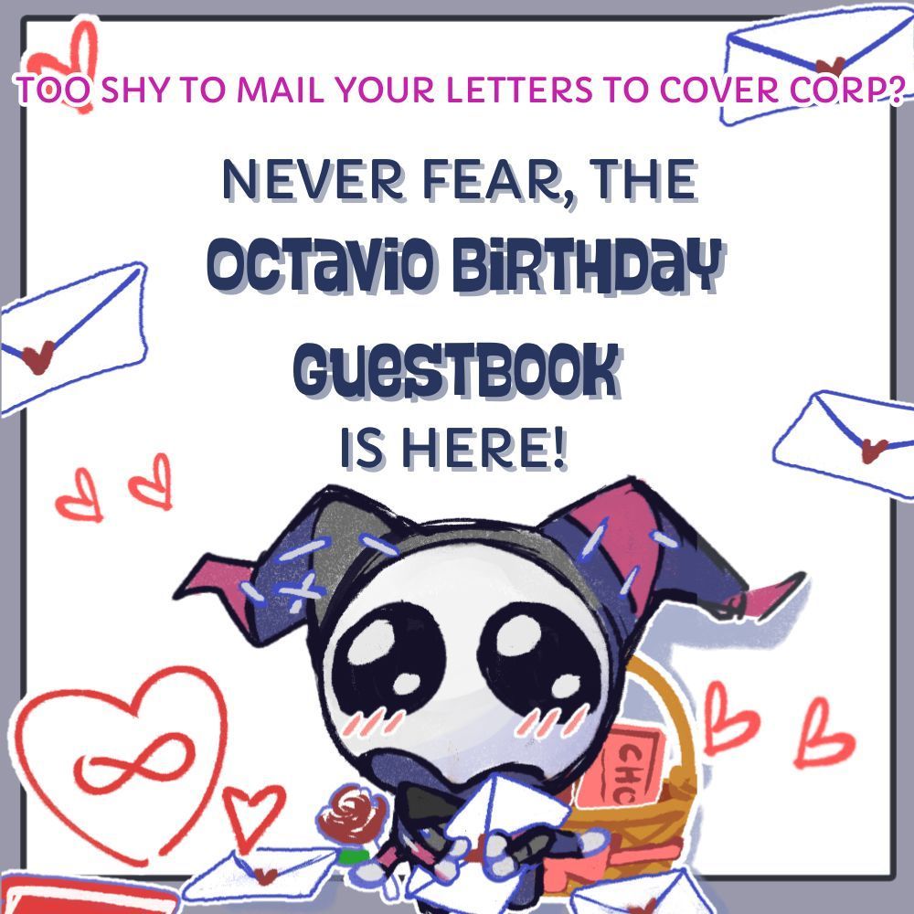 ♾ GUESTBOOK OPEN! ♾

In collaboration with <a href="/Octavicord/">Octavio's Concert Hall - #MEMENTOSOLISVN OUT NOW</a>, we'd like to collect all your birthday wishes for the Maestro 💌

♪ Guestbook link: ♪
forms.gle/6X1N5gttaPFT29…

Deadline:
16 March 10:59PM PHT | 11:59PM JST | 11:59AM EST

#Artavio #Poppets #Octoposse
