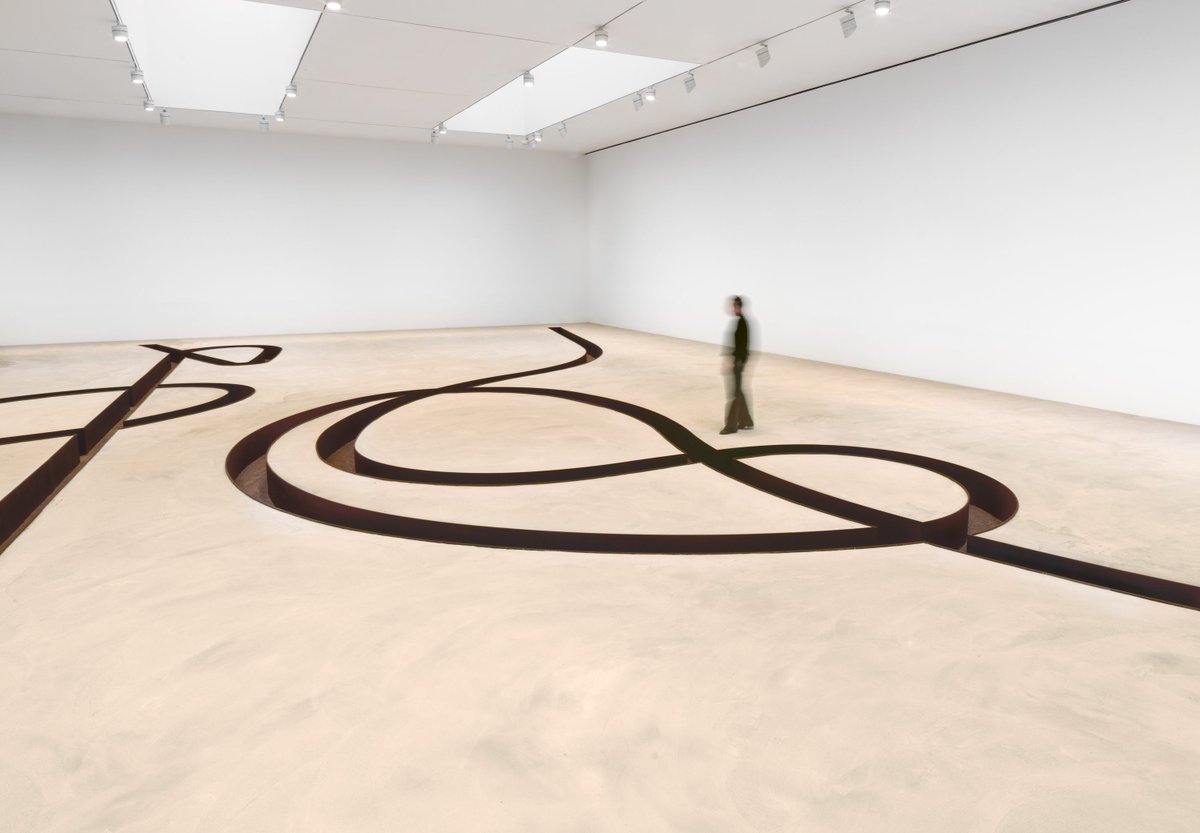Gagosian's tweet photo. "Michael Heizer: Negative Sculpture" is now on view at Gagosian, West 21st Street, New York! The exhibition presents two new negative sculptures by the artist, "Convoluted Line A" and "Convoluted Line B" (both 2024), as well as a small selection of related early drawings: https://t.co/xkkBbPdWpC