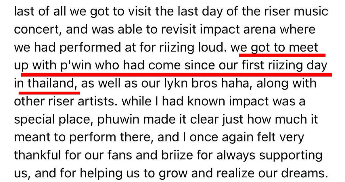 น้องแอนตันเขียนถึงตอนไปดูคอน RISER และเขียนถึงพี่วินบอกว่า ”ได้เจอกับพี่วิน ที่มาหาพวกเราตั้งแต่ riizing day ครั้งแรกของพวกเราที่ประเทศไทย“

แอนตันส่งหัวใจให้พี่วินด้วย
เอ็นดูการเรียกพี่วิน
พี่วินไปหาน้องข้าวตลอดเลย
ครั้งนี้ติดงานไปไม่ได้ น้องเลยมาหาแทน 🥹

#winmetawin #RIIZE