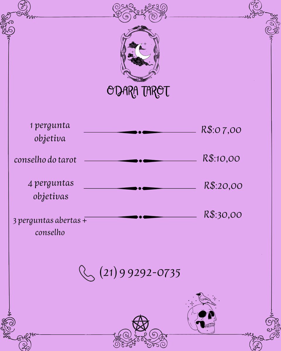 ✨️ agenda aberta para semana que vem!

🌙🕯 entre contato comigo:
↪ wa.me/5521992920735

♤♡◇♧ tags: cartomante, tarot, tiragens, valor acessível, oráculo.