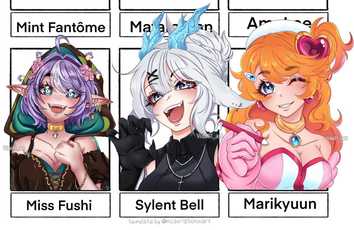 Decided to draw some indie Vtubers I like! #Fantography #KanCraft #MonARTch #fushidoodle #SylentArt #MarikyuunArt