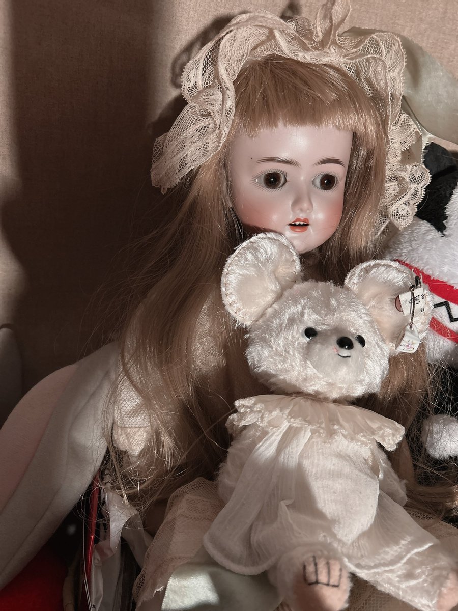 うちにいるアンティークドール達に馴染むね🎪🐁🌙