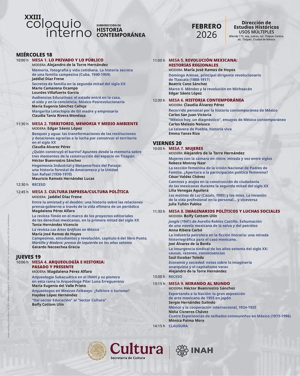 Como todos los años, en la DEH, tendremos el coloquio interno del área de hist. Con.Lo interno no es sinónimo de cerrado, todo lo contrario, es una invitación a pensar, reflexionar y discutir nuestras ideas y avances (o retrocesos jeje) de nuestras investigaciones. Vengan!