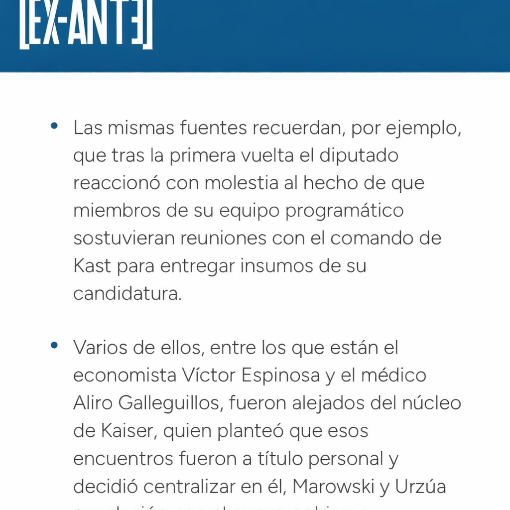 🔴 Es realmente delirante que en el PNL exista una persecución contra Víctor Espinosa y el doctor Galleguillos únicamente por sentarse a conversar con el equipo del presidente Kast. 🤦🏻‍♂️

El partido es una tiranía. 

Fuente <a href="/exantecl/">Ex-Ante</a>