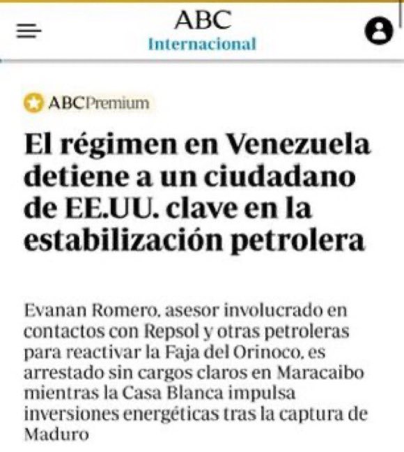 eduardomenoni's tweet photo. 🚨| ÚLTIMA HORA: La narcoterrorista Delcy Rodríguez estaría detrás del arresto ilegal ocurrido el viernes pasado contra Evanan Romero, ciudadano estadounidense clave en la estabilización petrolera. 🇺🇸🇻🇪 ?Será que le toca un bombazo a Delcy y Diosdado para que respeten a EEUU? https://t.co/f4FxmEsx1N