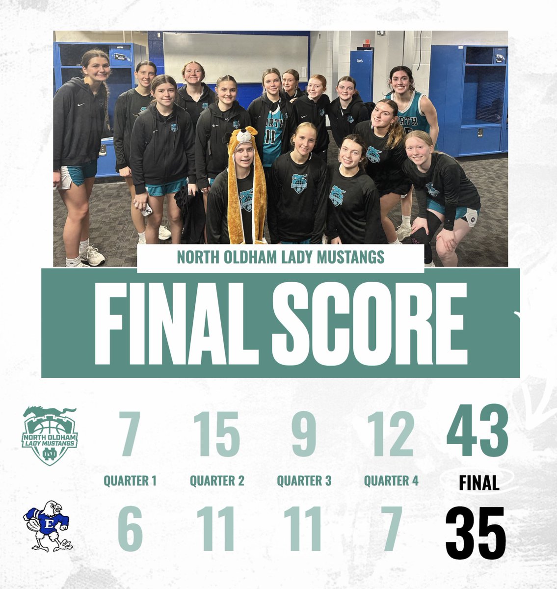 The Lady Mustangs go on the road and defeat Eastern tonight by a final score of 43-35.

DAWG of the game goes to Josie Burger. Josie created two extra possessions and provided some huge spot minutes in the 4th quarter to secure the win. 🐎