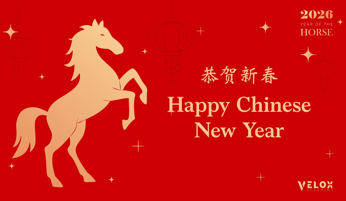 VeloxClearing's tweet photo. 🧧Happy Chinese New Year🧧

衷心感谢广大客户与合作伙伴一直以来的信任与支持。
We sincerely thank our clients and partners for your continued trust and support.
愿新的一年稳健发展，行稳致远。
May the year ahead bring stability, strength, and sustained growth.

Velox Clearing 敬贺 https://t.co/3TKTBUmkY0