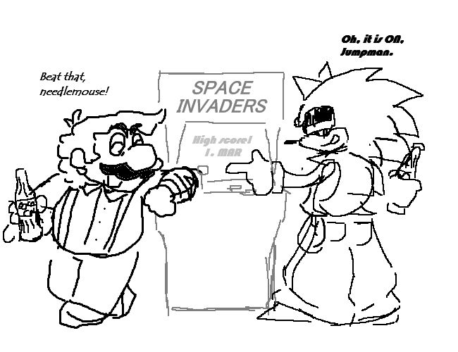 my two cents  on mario vs sonic

theyre buddies man this is a friendly competition! aint no way either of em fightin eachother outsida smash