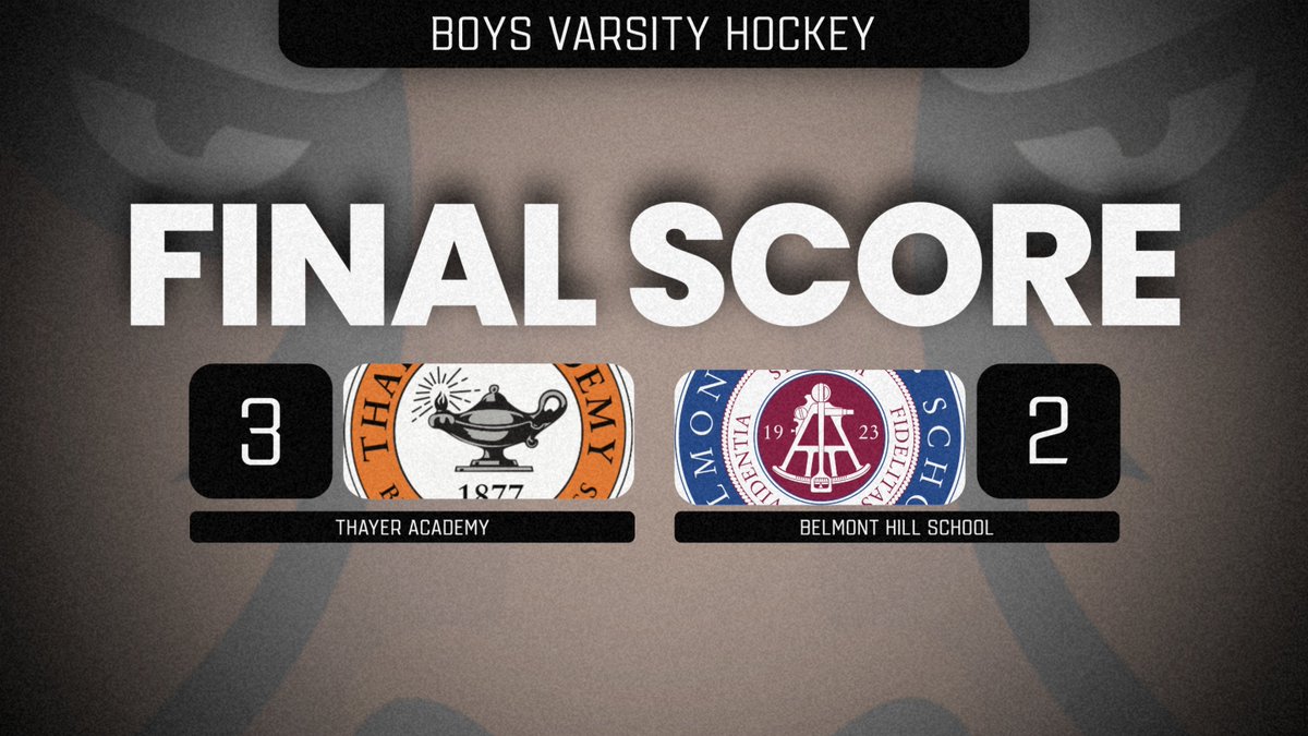 ThayerAthletics's tweet photo. FINAL | Boys Varsity Hockey 🏒

🚨: Jack Funk '28 (2) &amp; Sean Sweeney '28
🍏: Michael Federico '27, Cooper Shea '26, Brian McFadden '27, David O'Brien '27
🥅: Tyler Moschella '26 (28 saves) https://t.co/8z2UsGwKN9