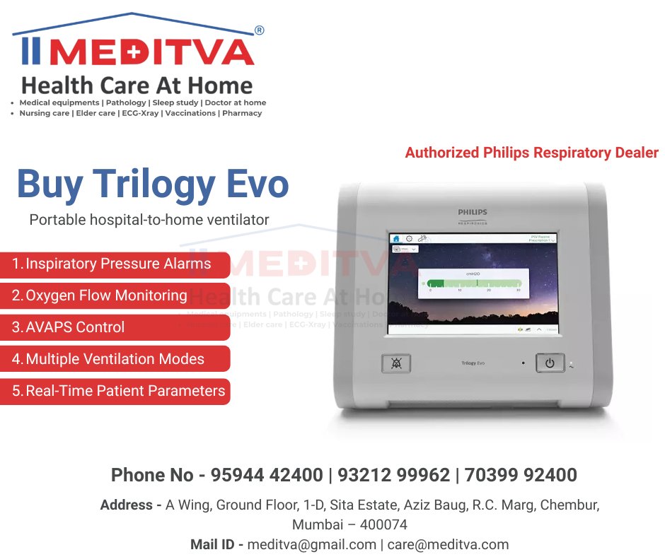 Meditva's tweet photo. Looking for a reliable home ventilator?

Choose Trilogy Evo – designed for advanced respiratory support with real-time monitoring and multiple ventilation modes.

#meditvacare #trilogyevo #homeventilator #respiratorycare #philipsrespironics #HealthcareAtHome https://t.co/5GnJiOhC3P