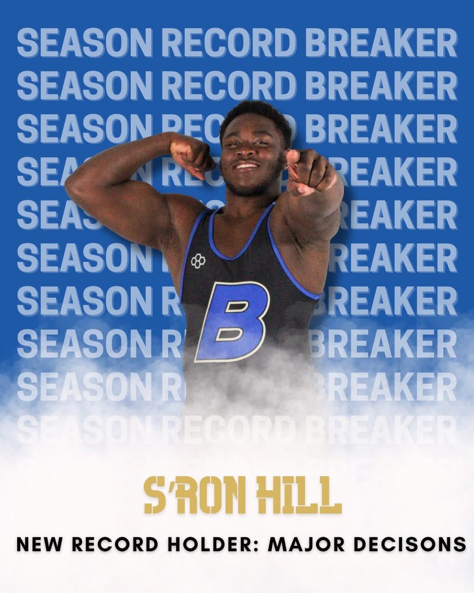 BartonWrestling's tweet photo. ‼️ SEASON RECORD BREAKER ‼️ 

(184) S'ron Hill broke the record for the most major decision in a single season on Saturday at the NJCAA South Central Distract Qualifier

The previous record was 6 with major decisions and was 4 way tie. The record was last broken in 2021. https://t.co/4npc2klvF2