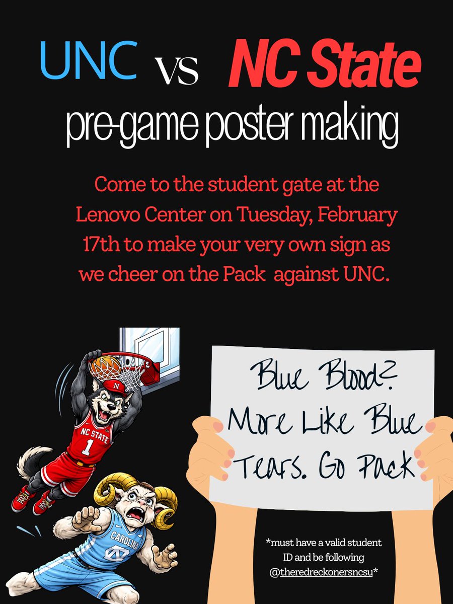 Hey students! Show up to the student gate early tomorrow to secure your seats and look for the Red Reckoners table to make posters!