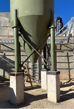 aurynmining's tweet photo. Feb 10, 2026 - Assembly of the base structure and support legs for the filter press, fabrication and installation of bracing tensioners for the concentrate settling tank. https://t.co/RcQi8OxvGY