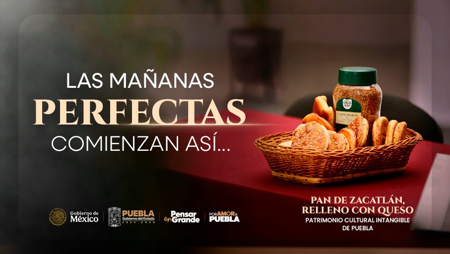 🥖☕ Las mañanas perfectas tienen sabor a Puebla

Pan de Zacatlán relleno de queso, abrazado por una taza caliente de Café Soluble Cinco de Mayo. Así despierta el orgullo de nuestro patrimonio cultural y natural. 🌄✨

#PensarEnGrande #PorAmorAPuebla