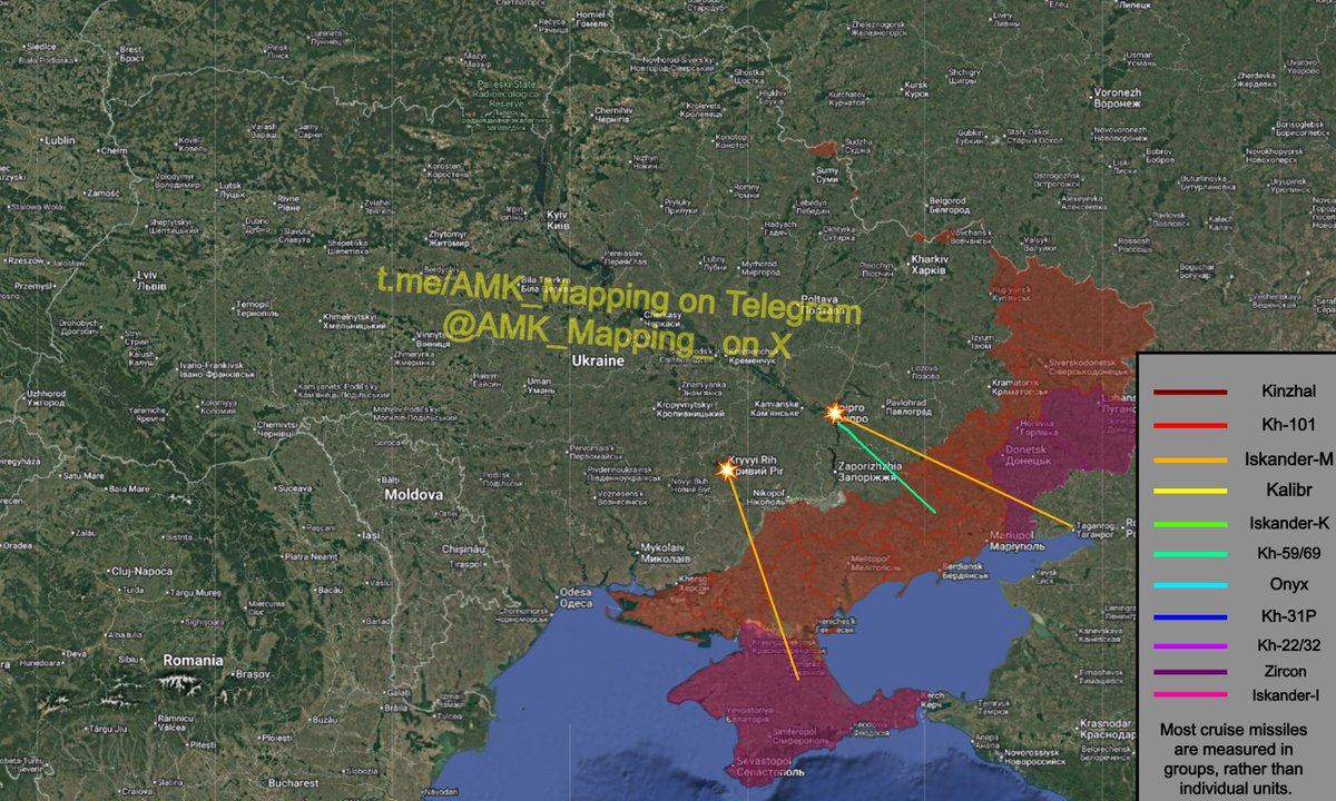 AMK_Mapping_'s tweet photo. Current missile map.

2 Iskander-Ms and 1 Kh-59/69 have been used to far. https://t.co/qOx9Oh4leX