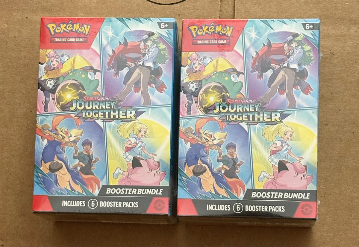 PokePurchaser's tweet image. Want a chance to rip two Journey Together Booster Bundles? 

- Follow @PokePurchaser 
- Like &amp;amp; Repost!

Winner drawn 2/18! US shipping only! Turn on notifications for Pokemon card release and restock alerts!