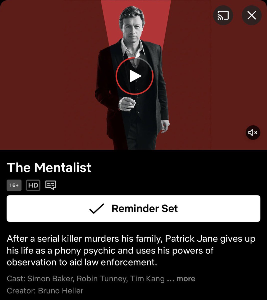 ความเริ่ดคือ The Mentalist กำลังจะเข้า netflix หลังจากอยู่กับ prime video มาเนิ่นนานแต่ไม่มีซับไทยให้

ละเรื่องนี้ก็คือลง prime video แถมนักแสดง the mentalist อีกสองคน เริ่ดๆ ไปเลยจ้า
