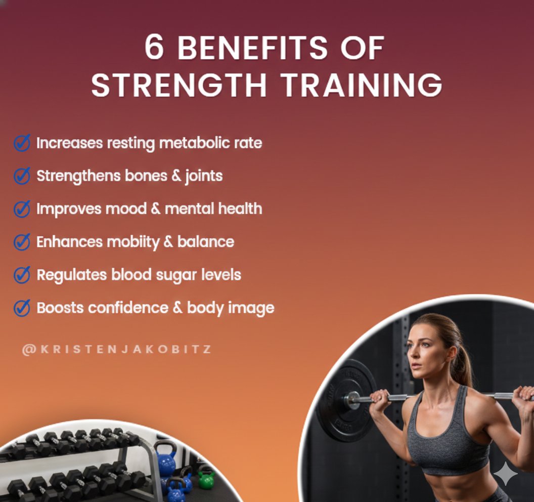 KristenJakobitz's tweet image. Building muscle isn't just about looking fit—it's about longevity, metabolic health, and mental clarity. 

From strengthening your bones to boosting your mood, strength training is one of the best investments you can make for your future self. 

#StrengthTraining #FitnessGoals