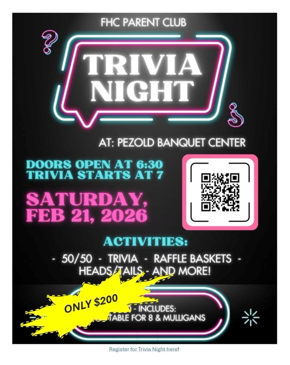 🇺🇸PRESIDENT'S DAY SALE!🇺🇸 For just $200, book your table for 8 for Trivia Night this Sat, Feb 21st! Also new this year:🪑SINGLE SEATS!🪑Can't get a whole table together, but still want to attend? We want you there, too! (Single seats don't include mulligans or Survivor Balloon.)