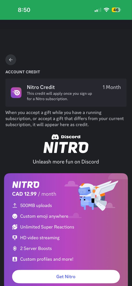 DatBoiFives's tweet photo. @discord_support my nitro subscription ran out and instead of using my nitro credit, it completely removed my nitro and because of that I’ve lost my 4 year nitro subscription badge and other stuff https://t.co/6Uamow01Dp