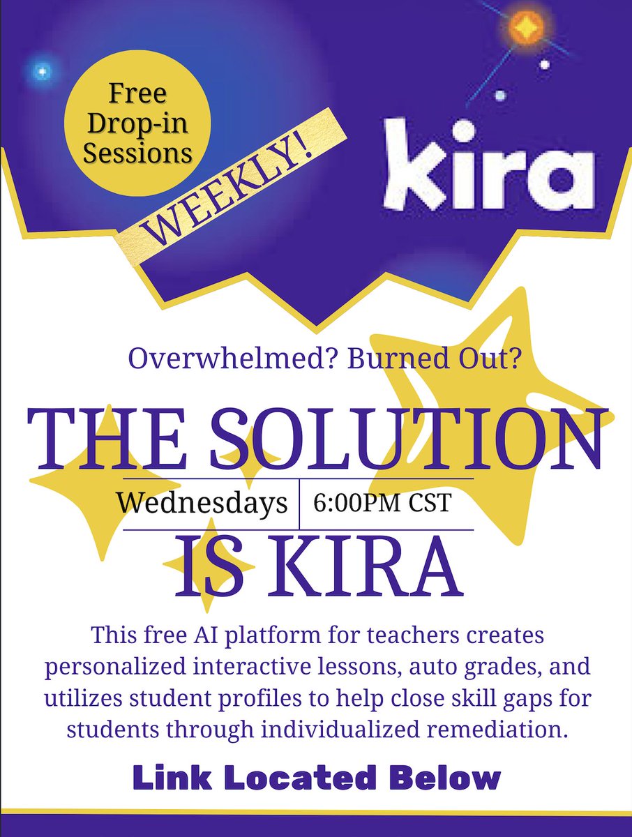 RedneckEdTech's tweet photo. Kira 101: Introduction to the Basics
Wed, Feb 18: 6–7pm CST
Google Meet: https://t.co/IXKyB5U8g2

Ready to master Kira essentials? Join our upcoming Google Meet. This drop-in session is designed to introduce you to Kira and answer questions whether you're a beginner or veteran. https://t.co/KFR1lQBGJp