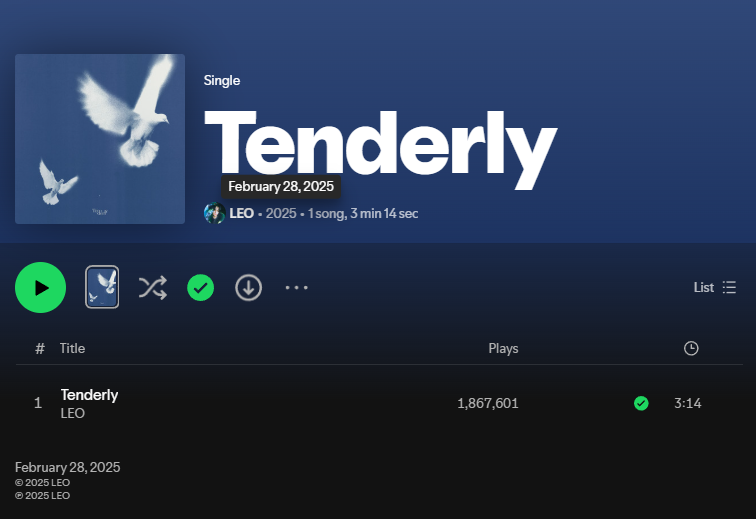 hello! since tenderly's first anniversary release is nearing, and its spotify streams is now at 1.8M, i've made a few 'tenderly x freak alarm' focus playlists if you wanna help contribute streams for both songs~

free🔗rb.gy/nwvh58
premium(1)🔗rb.gy/bem70o