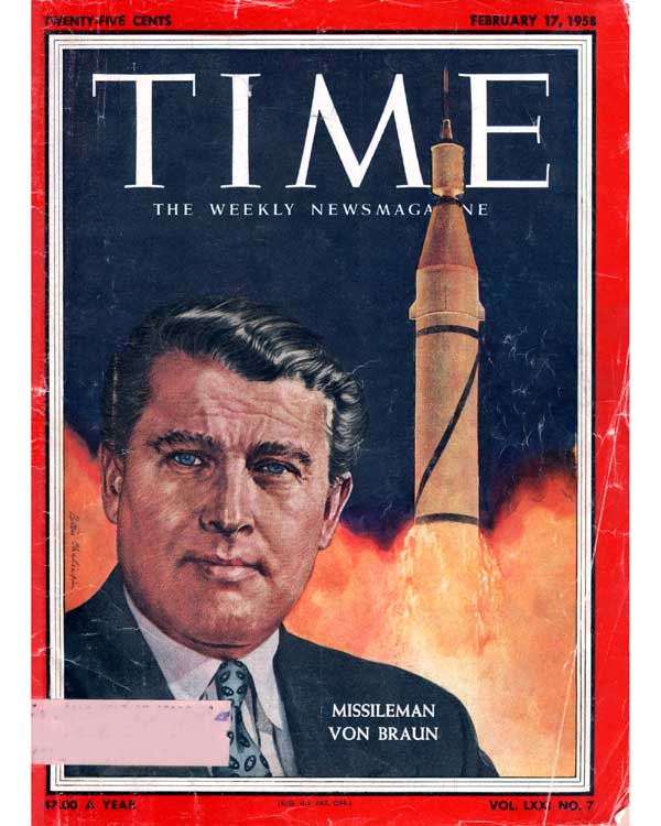 LRonLacy's tweet image. #OTD in 1958
Wernher von Braun (1912-1977) on the cover of *Time*
‘Missileman Von Braun’ *Time* for February 17, 1958
#WernhervonBraun #rocketscience #NASA #spaceprogram