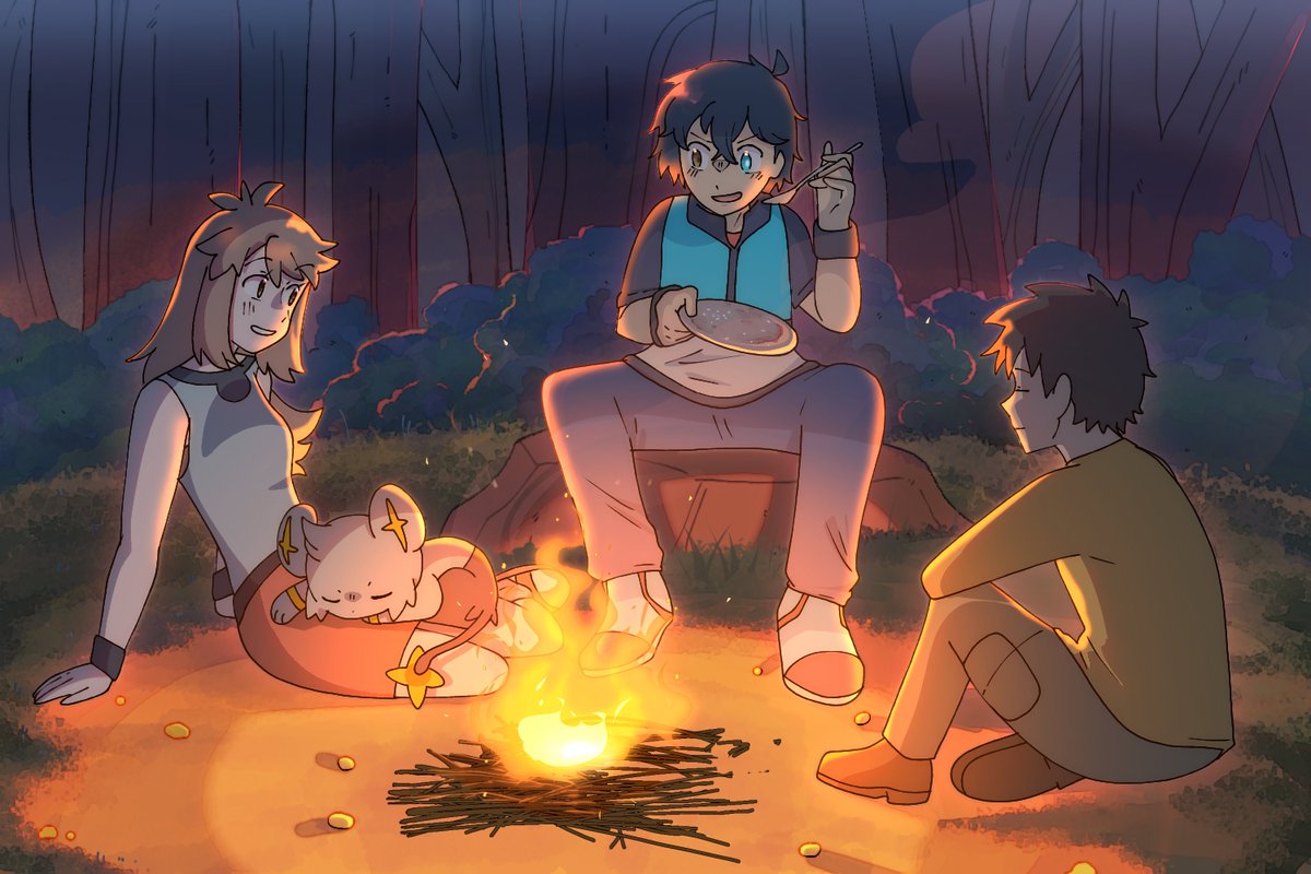 "No battles. No rush. Just warm firelight, quiet laughter, and peace."

🧊: I'm telling ya'll! I'm winning my 5th badge in one SHOT!
🪨: I'm sure, but Koga isn't gonna make it easy that's for sure
🍃: Very true, but this reckless idiot here isn't afraid of a challenge like that.