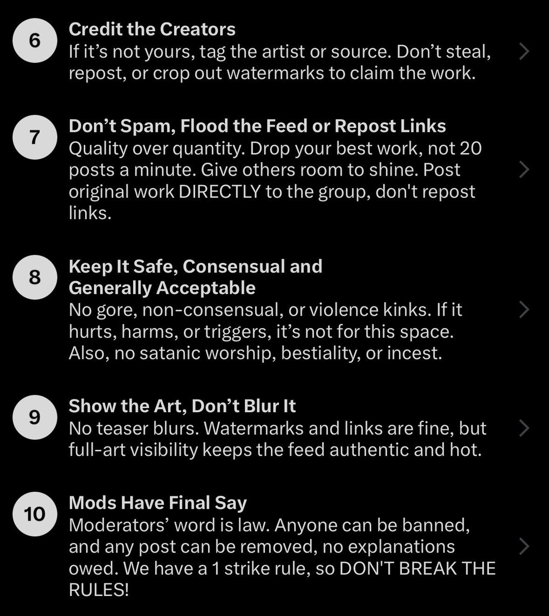 Everyone please take a minute and review the rules. We’ve had to moderate more lately. 

🔴 If you’re posting 10 posts a row in 1 minute you need to curate your work. Don’t spam us. 
🔴 Keep the art to 18+ only or be banned. 
🔴 Don’t repost links
🔴 Don’t post AI slop