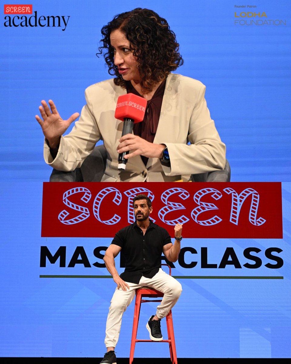 ieEntertainment's tweet photo. #SCREENAcademy | The first edition of SCREEN Masterclass came alive with @TheJohnAbraham, as students got a hands-on look at the craft of filmmaking.
From storytelling to real-world industry insights, John shared his journey, answered student questions, and helped clear doubts during an engaging conversation with @psinhajha, COO, SCREEN Academy.
SCREEN Academy
Founder Patron: Lodha Foundation
Supported by: The Indira Sivasailam Foundation
(SCREEN Academy, John Abraham masterclass, filmmaking workshop, film students, cinema education, Priyanka Sinha Jha, Screen Academy COO, student interaction)
(1/2)