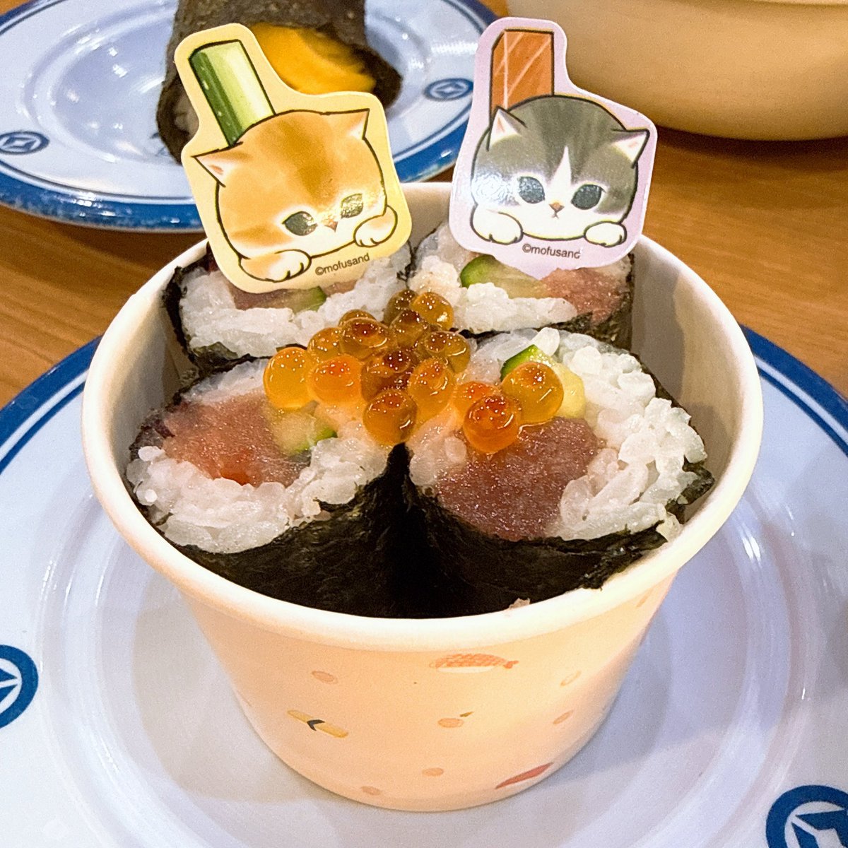 00minny's tweet photo. ビッくらポンのゲーム画面もモフサンドだったよ😻💖ෆ˚* 今回は2回当たったo(>∀<*)o◓◓⟡.·*. コラボメニュー可愛かったからアップも載せちゃう(*´ч`*)🍽🍣♪♪✨ #モフサンド #くら寿司 https://t.co/wF1dx2MwlI