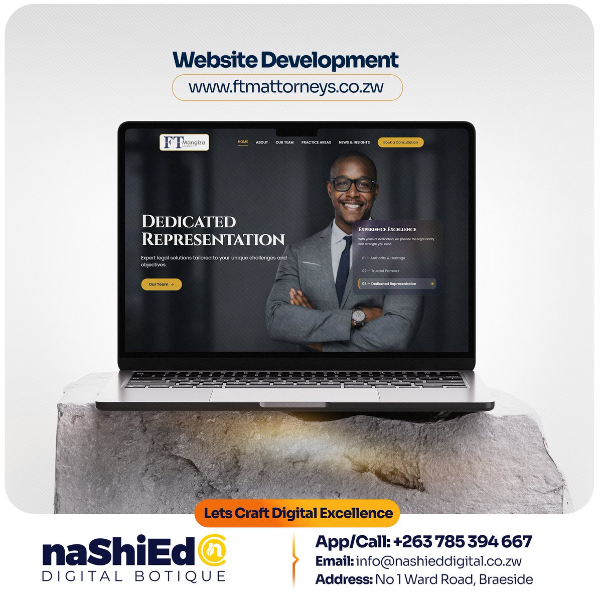 NashiedDigital's tweet photo. 𝕮𝖆𝖘𝖊 𝕾𝖙𝖚𝖉𝖞
FT Mangiza Attorneys  Legal Services
 https://t.co/i2AjI82HQJ
We designed a modern, authoritative website reflecting their heritage and excellence, with clear services and seamless booking.

Built to lead. #Bold26 https://t.co/72wvOBbhtx