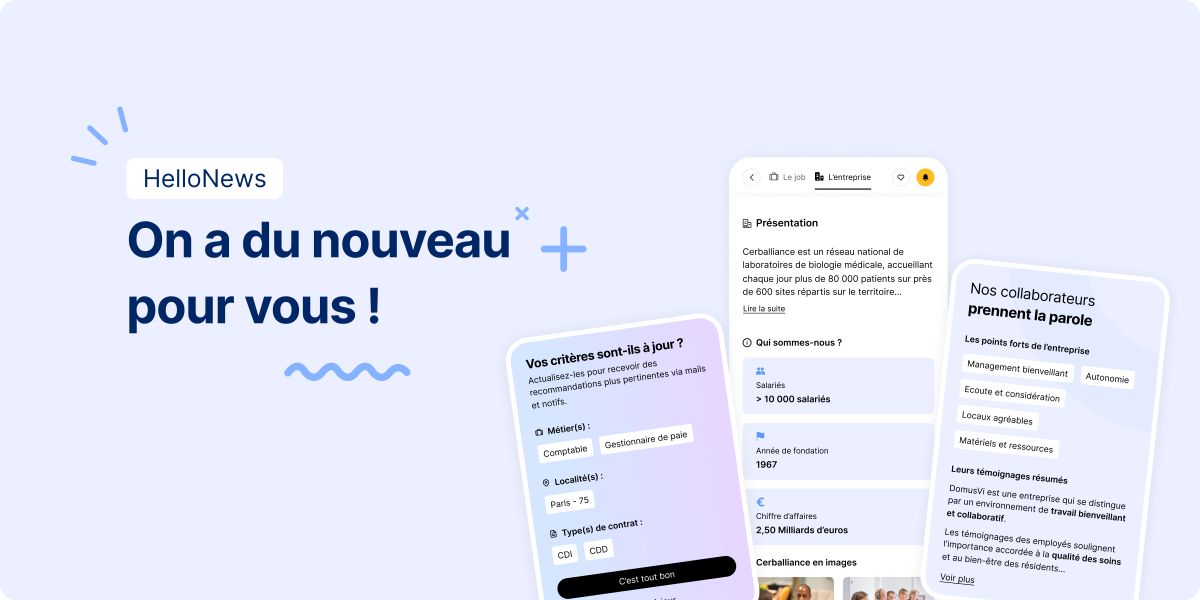 Trouver un #job ne devrait pas être un parcours solitaire 🔎

C’est pourquoi Hellowork lance 3 nouveautés pensées pour vous faire gagner en temps et en efficacité.

Pour les découvrir, c'est ici ⬇️
hellowork.com/fr-fr/medias/h…

#recherche #candidature #recrutement #emploi