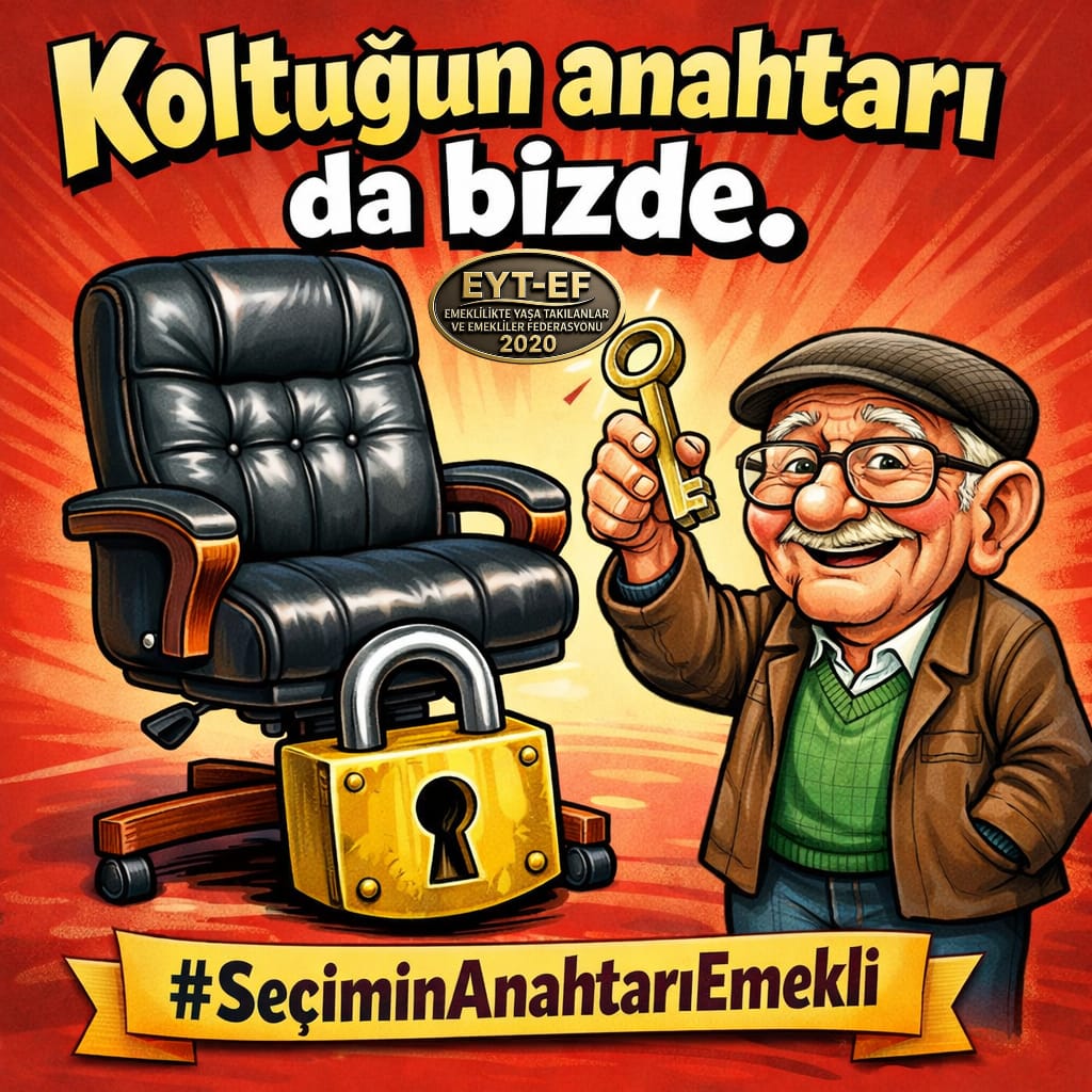 EMEKLİ
👇
#SeçiminAnahtarıEmekli

Bizi yoksulluğa mahkum edenler unutmasın !
#Emekli en büyük seçmen gücüdür.

Açlığı rakamla gizleyenleri, 
Koltuğu millete tercih edenleri
Affetmeyeceğiz.

Anahtar bizde.
Kilidi biz çevireceğiz !

#5000KısmiSeçimiBelirler
<a href="/RTErdogan/">Recep Tayyip Erdoğan</a>
<a href="/isikhanvedat/">Prof. Dr. Vedat Işıkhan</a>