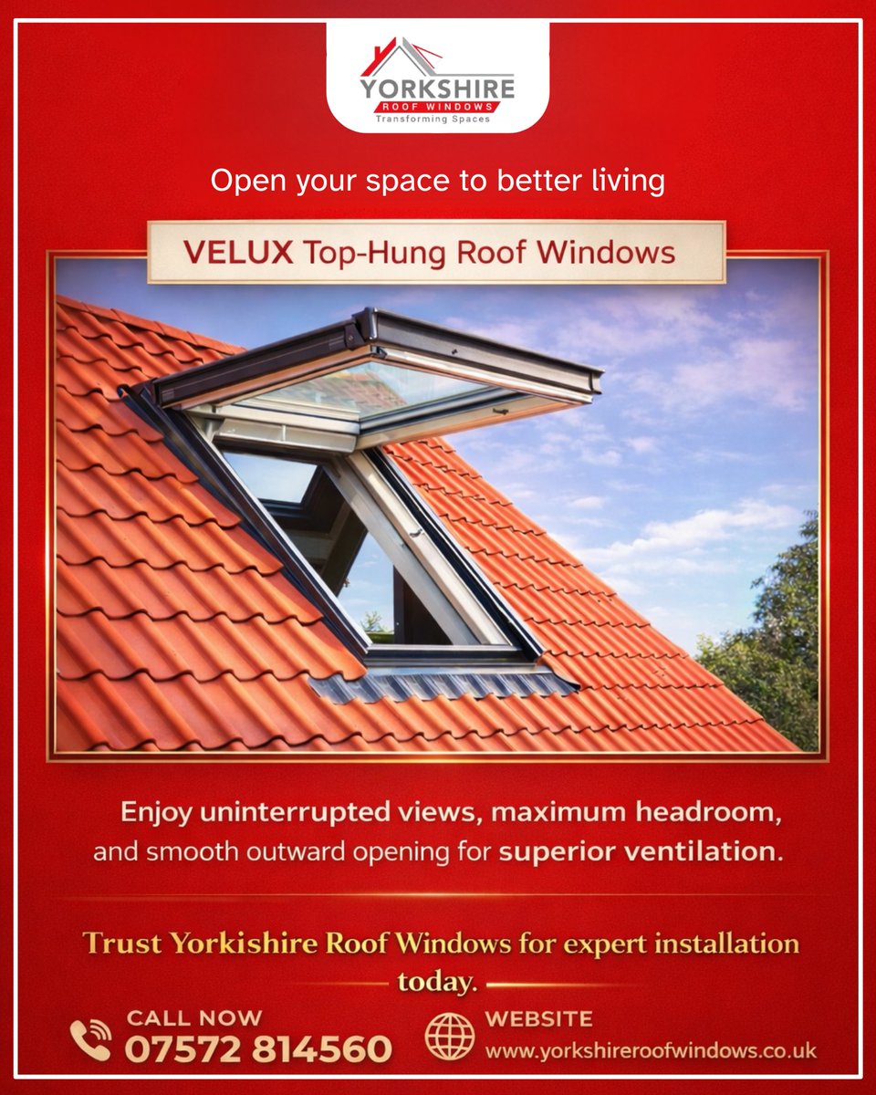 Yroofwindows's tweet photo. Upgrade your loft with #VELUXtophungroof windows for uninterrupted views, better ventilation &amp; a brighter living space. Professionally installed across #Yorkshire for lasting performance and style.

Connect with us at 07572 814560!
https://t.co/U56r48kKOS

#velux #veluxwindows https://t.co/QzBCQmhrgK