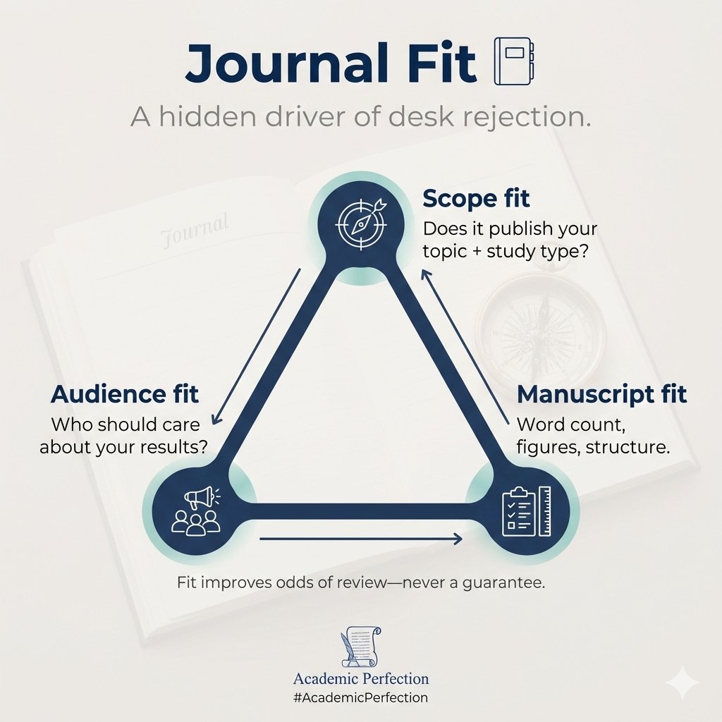 AcademPerfect's tweet photo. Journal fit is a hidden cause of desk rejection: Scope fit (topic + study type), Audience fit (who should care), and Requirements (word count/figures/structure). Strong paper + wrong fit = fast “no.”
#AcademicPerfection #JournalSelection #AcademicWriting #GradSchool https://t.co/IdswXHRYla