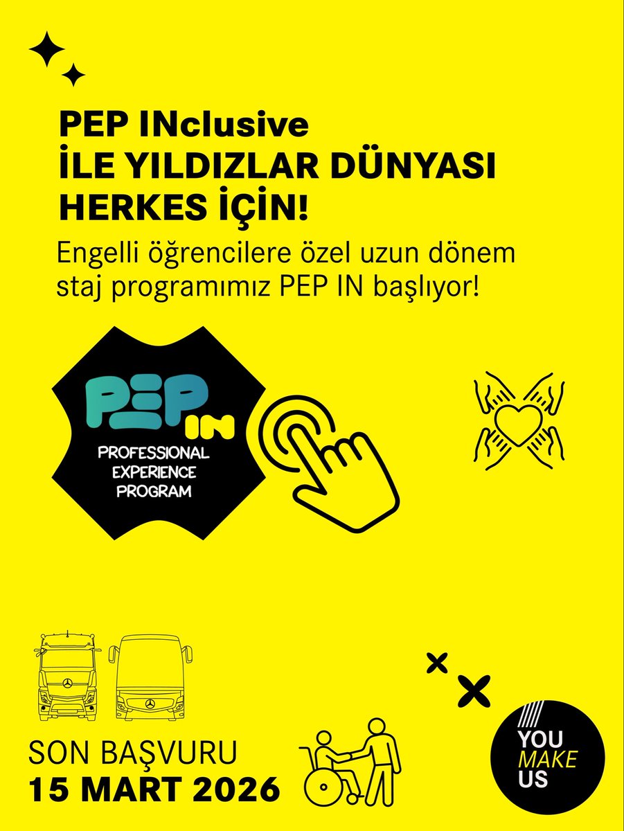 hukarmer's tweet photo. Mercedes-Benz Türk'ün engelli öğrenciler için uzun dönem staj programı PEP INclusive başvuruları başladı. https://t.co/vo1u1ojj1q