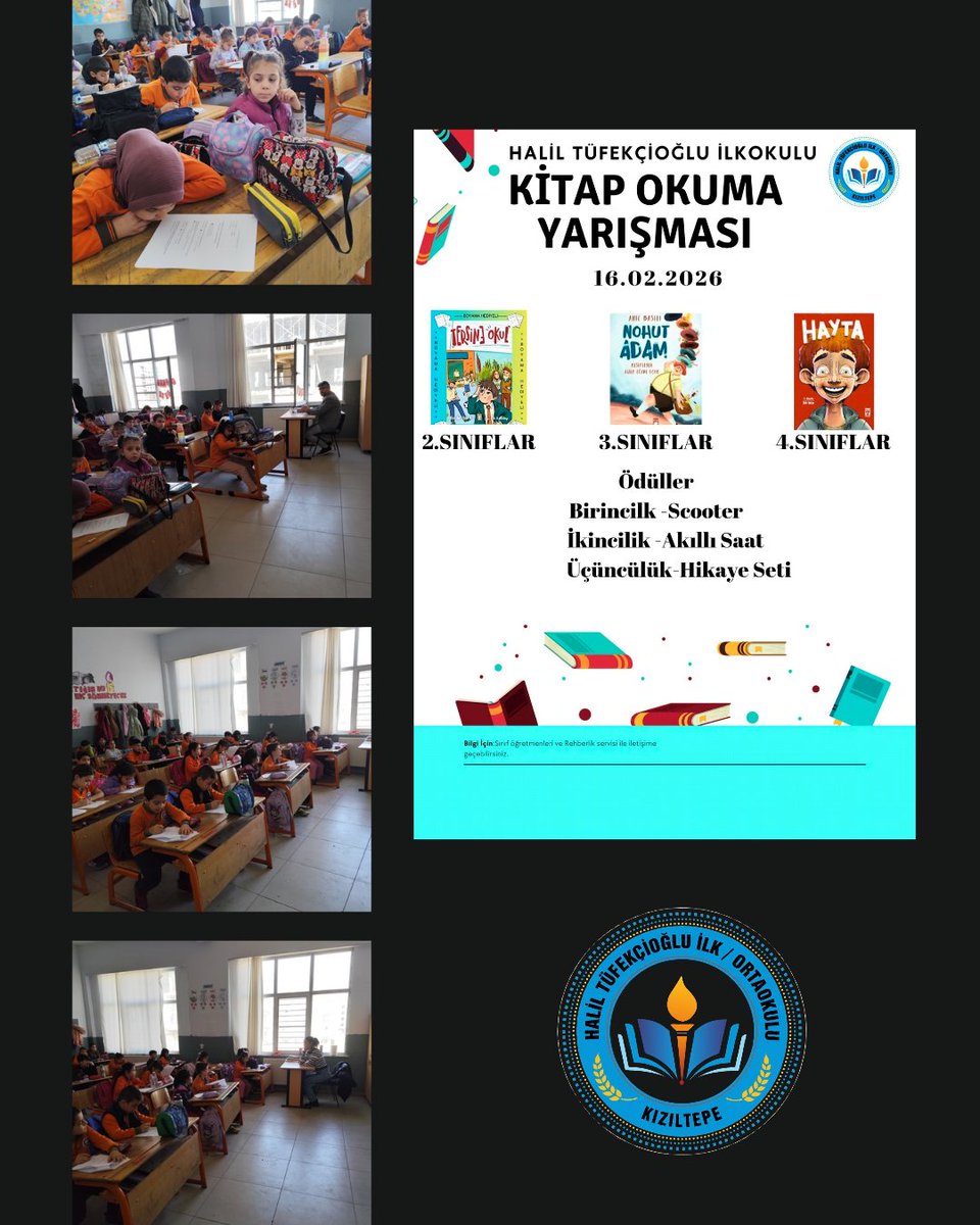 Okulumuzda Başarıyı Artırma Projesi kapsamında düzenlenen Kitap Okuma Yarışması başarıyla gerçekleştirildi.
Emeği geçen herkese teşekkür ederiz..