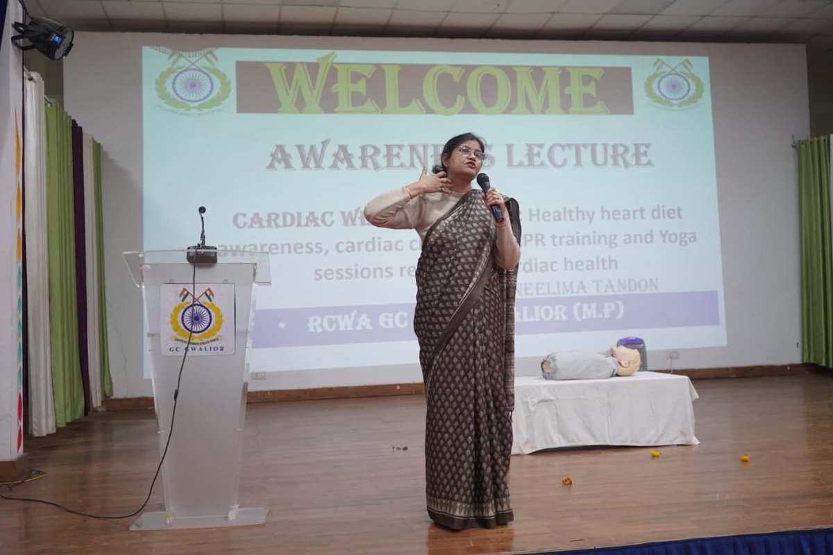 GwaliorRcwa's tweet photo. A awareness programme on cardiac wellness drive: Heart awareness, CPR Training by Dr. Nilima Tandon, (Jayarogya Hospital GWL) organised at RCWA GC GWL  on 10/02/2026. https://t.co/wWmbjZjQWn