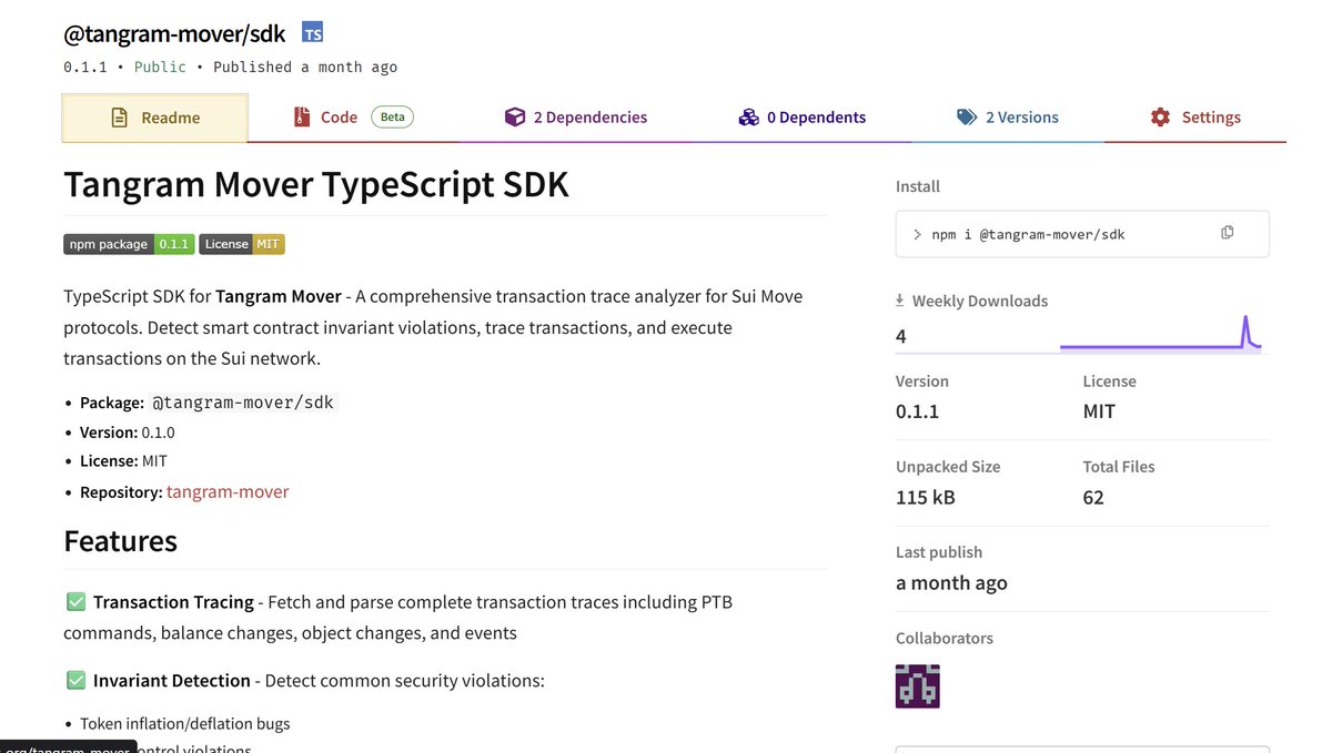 kivanolai's tweet photo. Tangram Mover - A comprehensive transaction trace analyzer for Sui Move protocols. Detect smart contract invariant violations, trace transactions, and execute transactions on Sui .
https://t.co/568xhmAkqH

https://t.co/pvWJdU7ytK
#DeepSurge2026 @deepsurgexyz https://t.co/UuCNywv38N