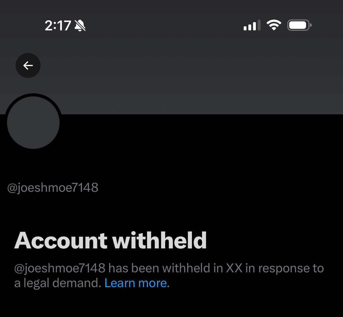 Why is the account of @joeshmoe7148 not viewable to United States