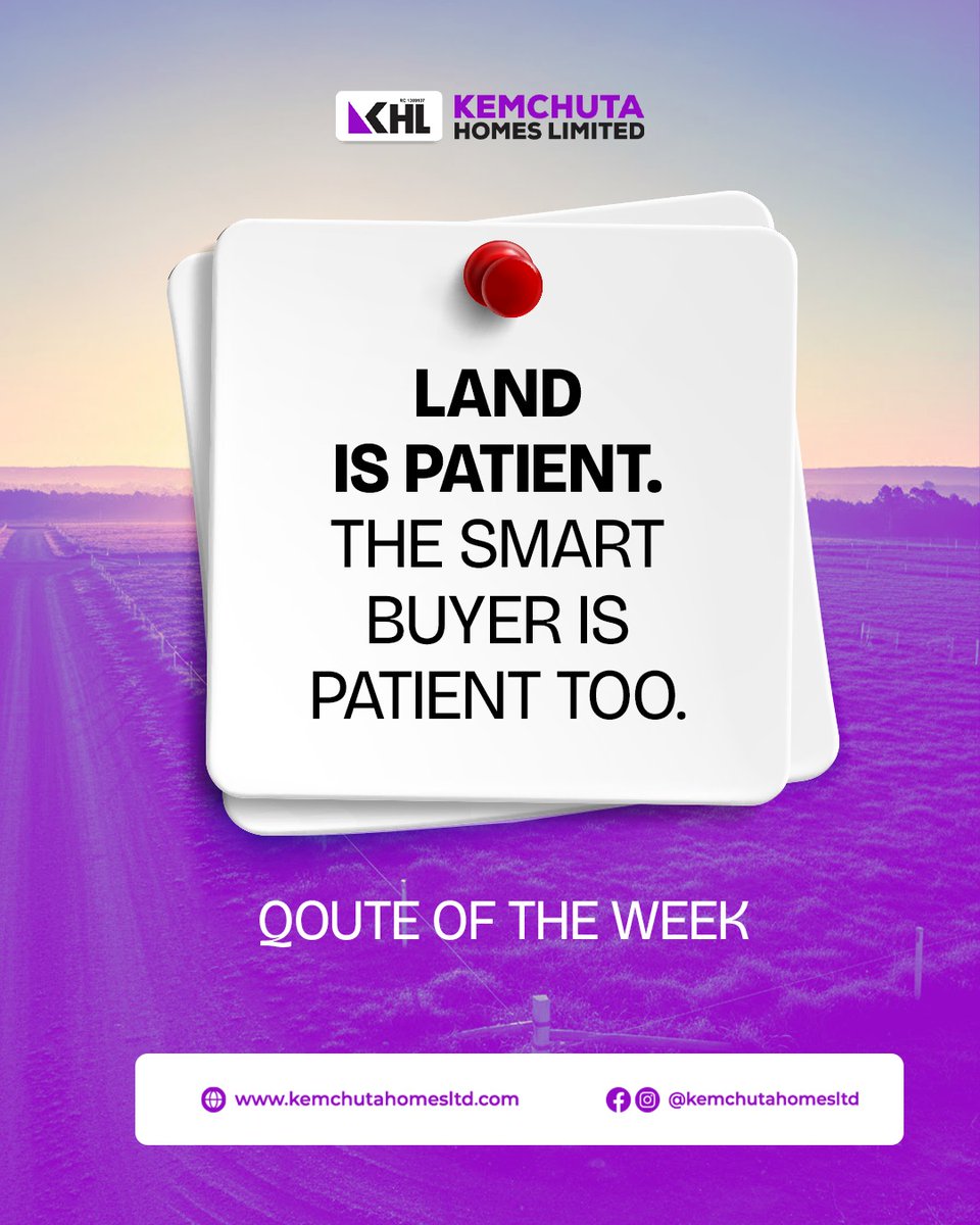 Patience protects your money.
Land doesn't rush. It waits for the right owner. And the smart buyer? They wait for the right opportunity—not out of hesitation, but out of wisdom.

Know what you want. Do your research. And when the timing is right, move with confidence.