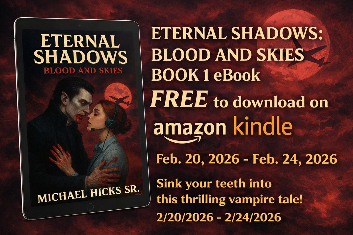 Eternal Shadows: Blood and Skies – Book 1 is FREE on Amazon Kindle from February 20 to February 24, 2026!
Download for FREE 2/20 - 2/24: a.co/d/0j05HpWr
#EternalShadows #BloodAndSkies #FreeEbook #ParanormalRomance #VampireRomance #UrbanFantasy #KindleFreebie #AtlantaVibes