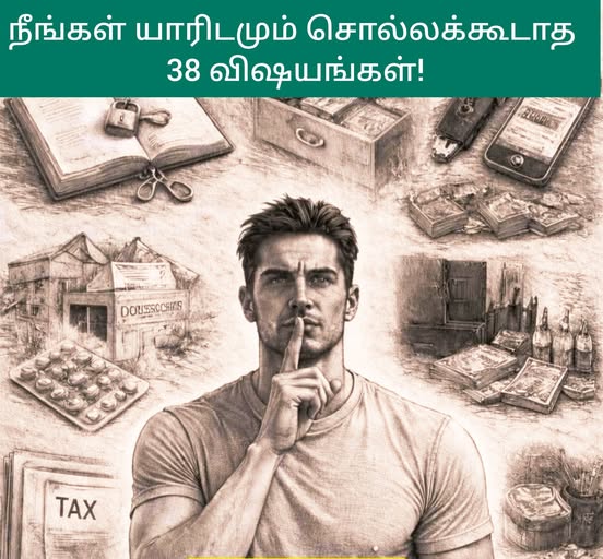 Stop Scrolling… இது உங்களுக்கு தேவை!

நீங்கள் எல்லாரிடமும் open ஆக பேசுறதாலே
நீங்கள் honest இல்லை…

நீங்கள் vulnerable. அதாவது பலவீனமாக கூட மாறலாம்..!

உங்கள் வாழ்க்கையில் சில விஷயங்கள் 
ரகசியமா இருந்தால் தான் வலிமை!

நீங்கள் யாரிடமும் சொல்லக்கூடாத 38 விஷயங்கள்!

1. உங்கள்